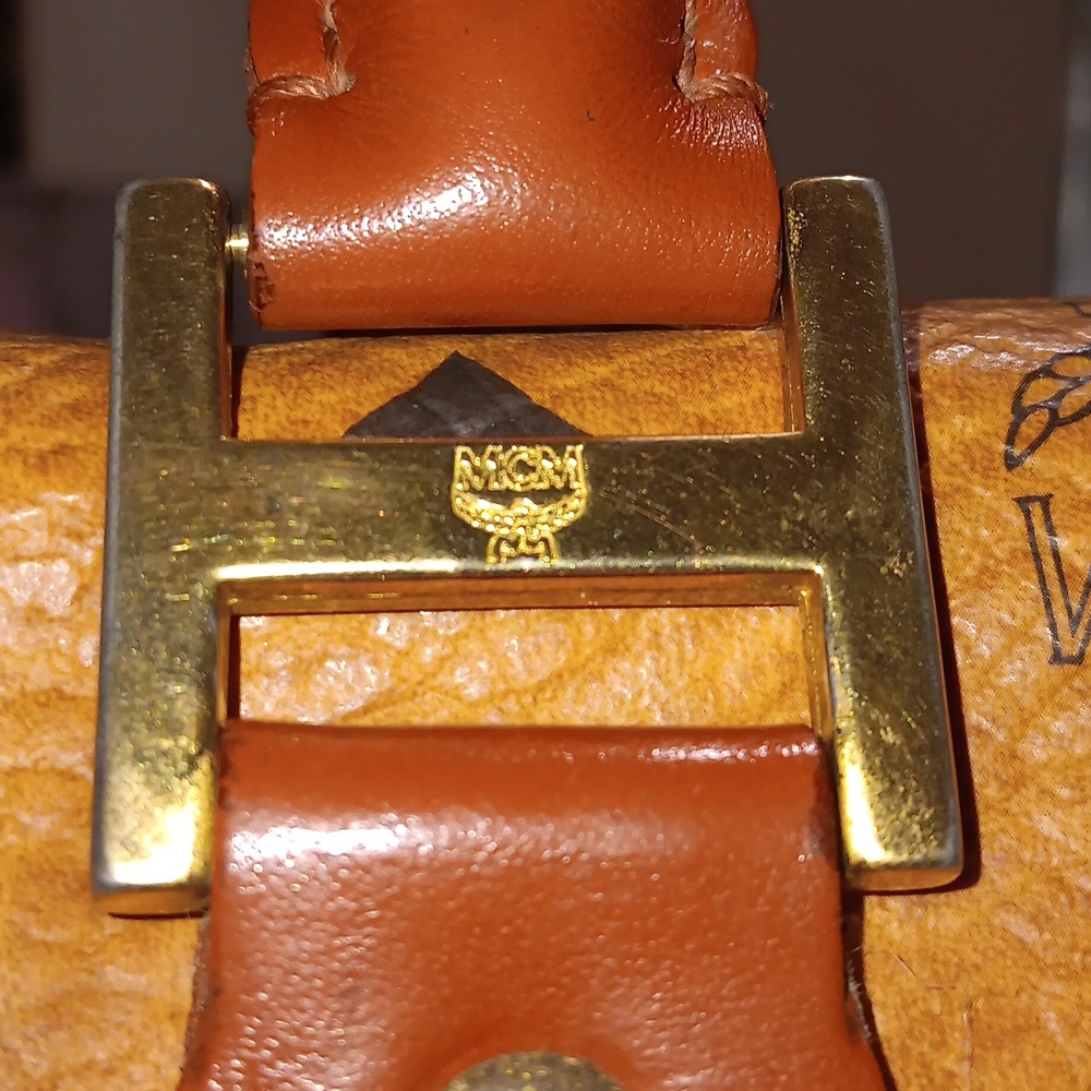 MCM Cognac Visetos Leather Monogram In And Out Satchel EUC - Picture 3 of 14